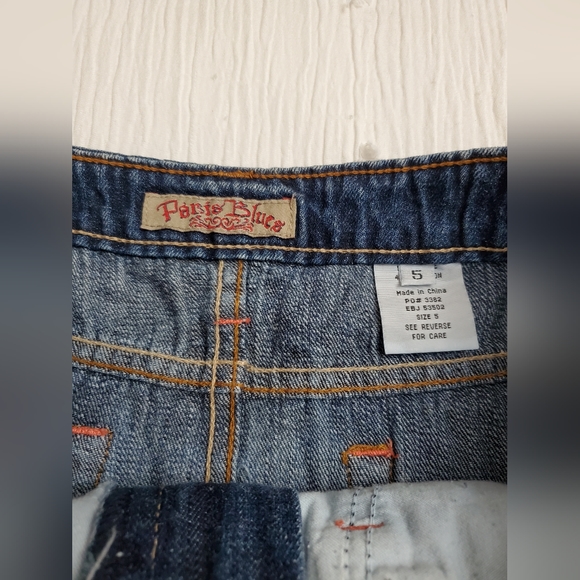 Vintage Y2K 90's Micro Mini Paris Blues Jean Skirt Size 5 Retro Street Wear - Picture 4 of 9